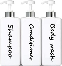21oz Shampoo and Conditioner Dispenser Set of 3 Modern 21 oz, Sliver White