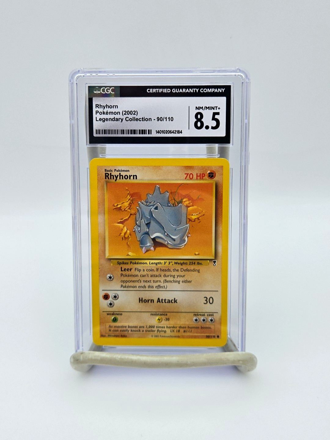 Graded Pokémon TCG Rhyhorn Legendary Collection (2002) 90/110 | Graded 8.5