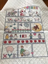 Baby Quilt Hand Embroidered Cross Stitch Crib Nursery Blanket 40X56"