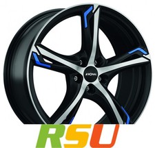 Ronal R62 Blue jetblack-matt-frontkopiert 8x19" ET45 LK5 112 ML 76 Alufelgen ...
