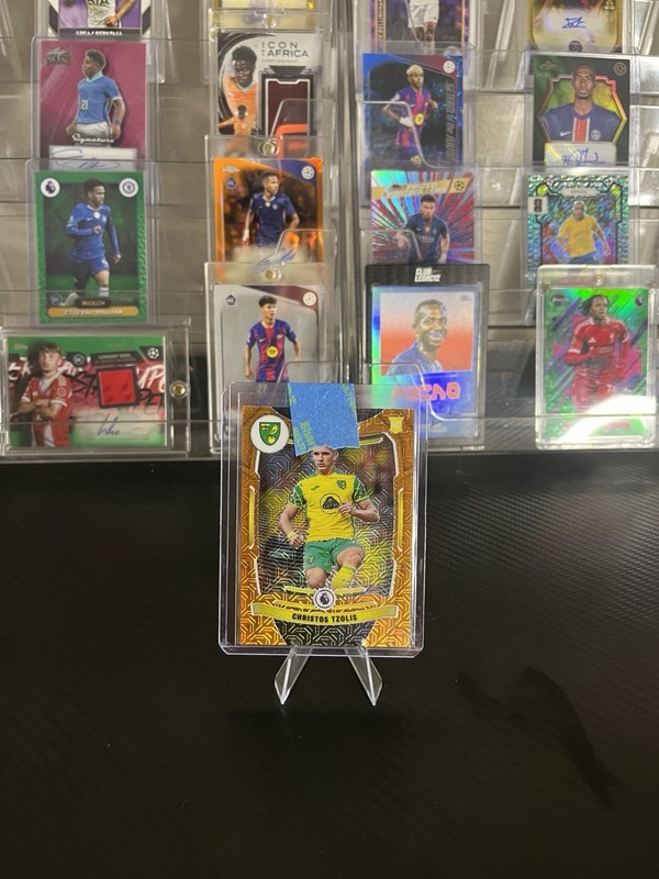 2021-22 Panini Premier League Prizm Christos Tzolis Orange Mojo Prizm RC