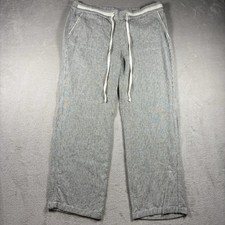 Caslon Women's Size Large Gray Wide Leg Pull On Casual Pants Pockets Linen 1A