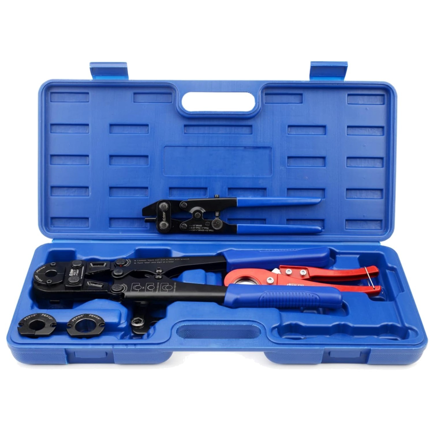 Complete PEX Crimping Tool Set 3/8"-1" Copper Rings