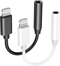  Apple Mfi Certified 2 Pack Lightning to 3.5Mm Earphones Jack Adapter Cord Dong