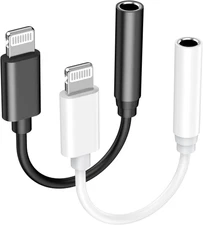 [Apple Mfi Certified] 2 Pack Lightning to 3.5Mm Earphones Jack Adapter Cord Dong
