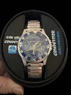 Vtg 1997 St Louis Blues Sun Time Competitor Watch NOS Running New Battery Box