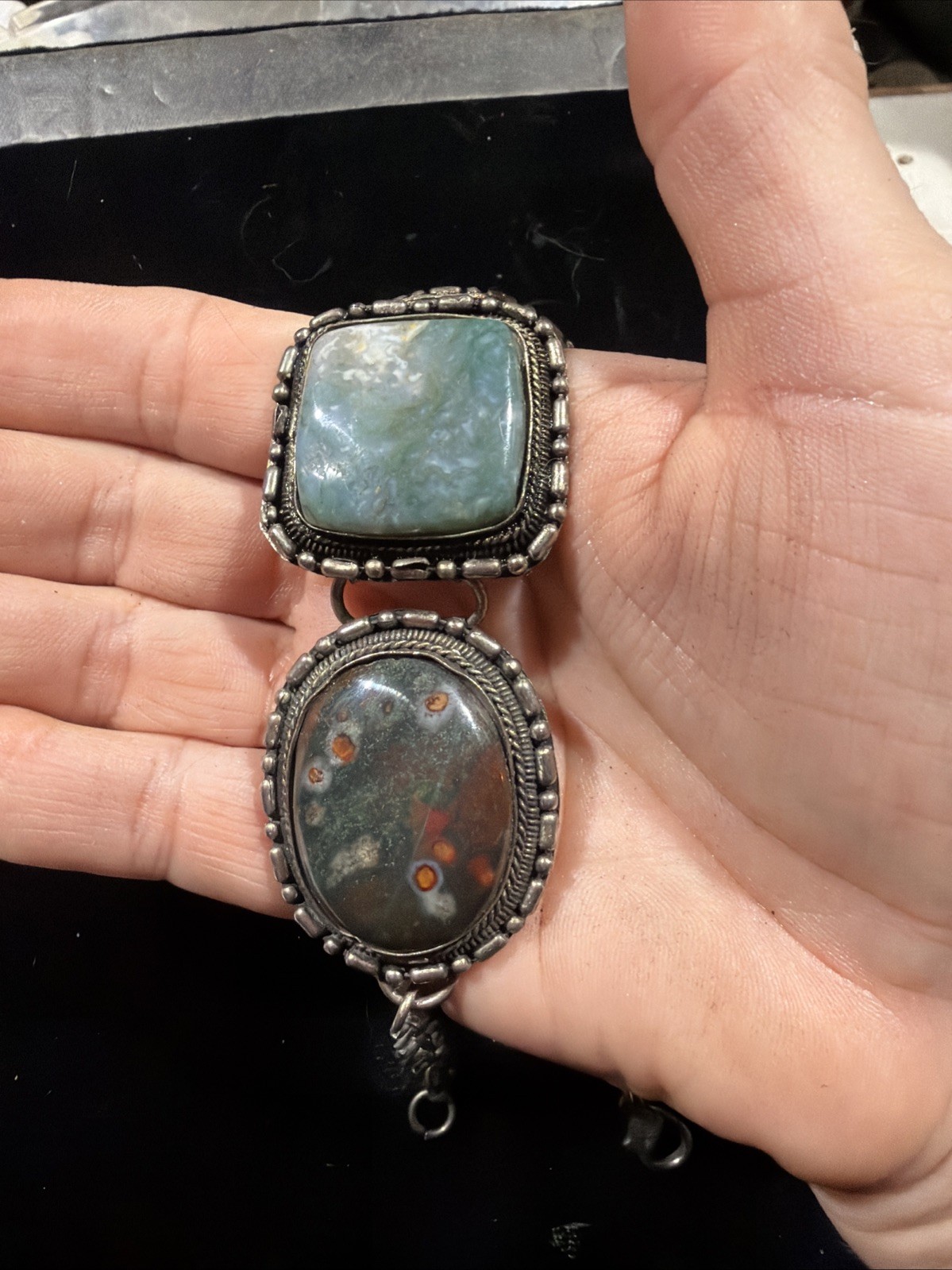 Vintage Multi-Stone Statement Bezeled Silver-tone… - image 9