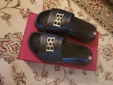 Bally Jaxons Men's Black Bovine Grained Leather Sandals MSRP 333 Size 10