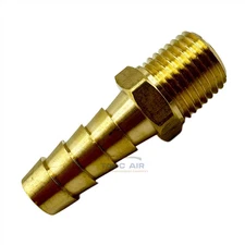 3/8" ID Hose Barb x 1/4" Male NPT Pipe Thread Brass Straight Fitting