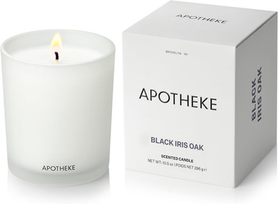 Apotheke Signature Scented Candles for Home, Black Iris Oak - 10.5 Oz - Soy Wax,