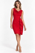 Calvin Klein Holiday Glam Corpcore Elegant Red Ruffle Sheath Cocktail Dress S4