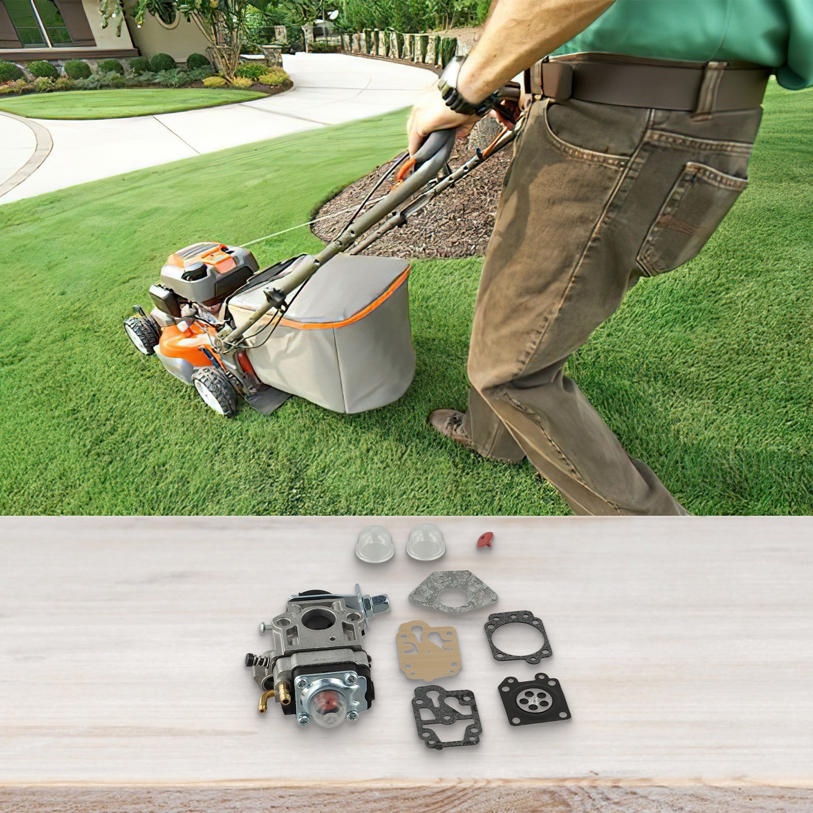 15mm Carburetor Kit for 43cc 47cc 49cc 52cc Trimmers and Brush Cutters