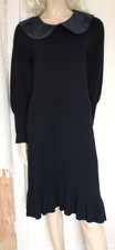 Monsoon Black knitted viscose Prairie gothic victorian jumper dress size M/12–14