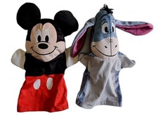 Melissa and Doug DISNEY Mickey Mouse And EEYORE Plush Hand Puppets Lot Of 2