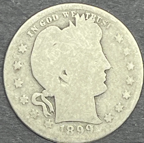 1899-S Barber Silver Quarter Coin ~ GOOD + ~ BEAUTIFUL COIN!