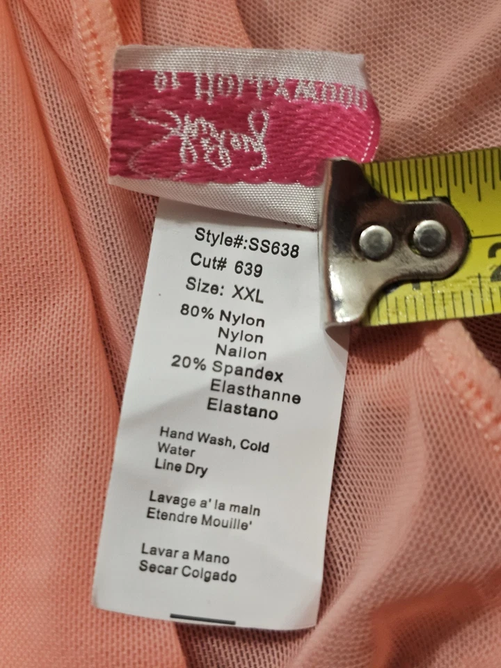 Vintage Shirley Of Hollywood Sheer Lace Slip Dress Nightgown Robe Set Peach 2XL - Image 4 of 4