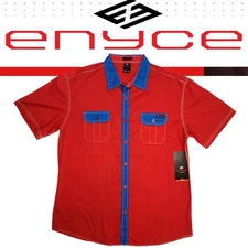 Vintage Y2K Enyce Men’s Button-Up Shirt  Red & Blue Contrast Big & Tall 3XL NWT