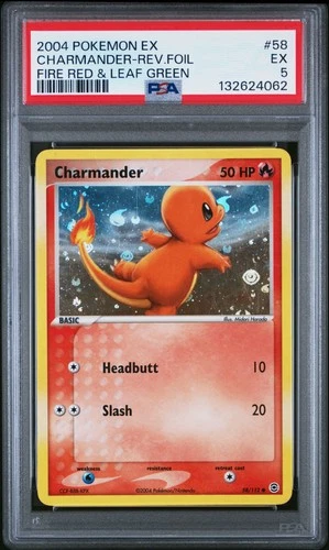 2004 POKEMON EX FIRE RED & LEAF GREEN #58 CHARMANDER-REVERSE FOIL PSA 5