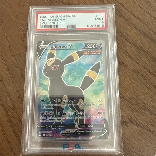 2021 POKEMON SWORD & SHIELD EVOLVING SKIES #188 FULL ART/UMBREON V PSA 9