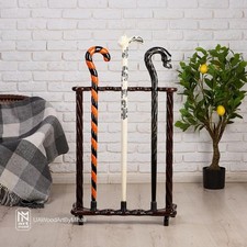 Vintage Carved Wooden Cane Stand Elegant Walking Stick Holder Umbrella Rack Entr