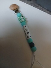 Green Bear Pacifier holder clip With Personalized Name Whatever You Prefer