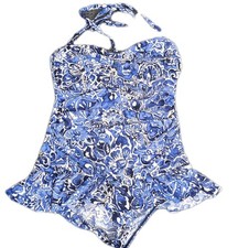 Ralph Lauren Women Blue Lined Underwire One-Piece Swimming Suit 16