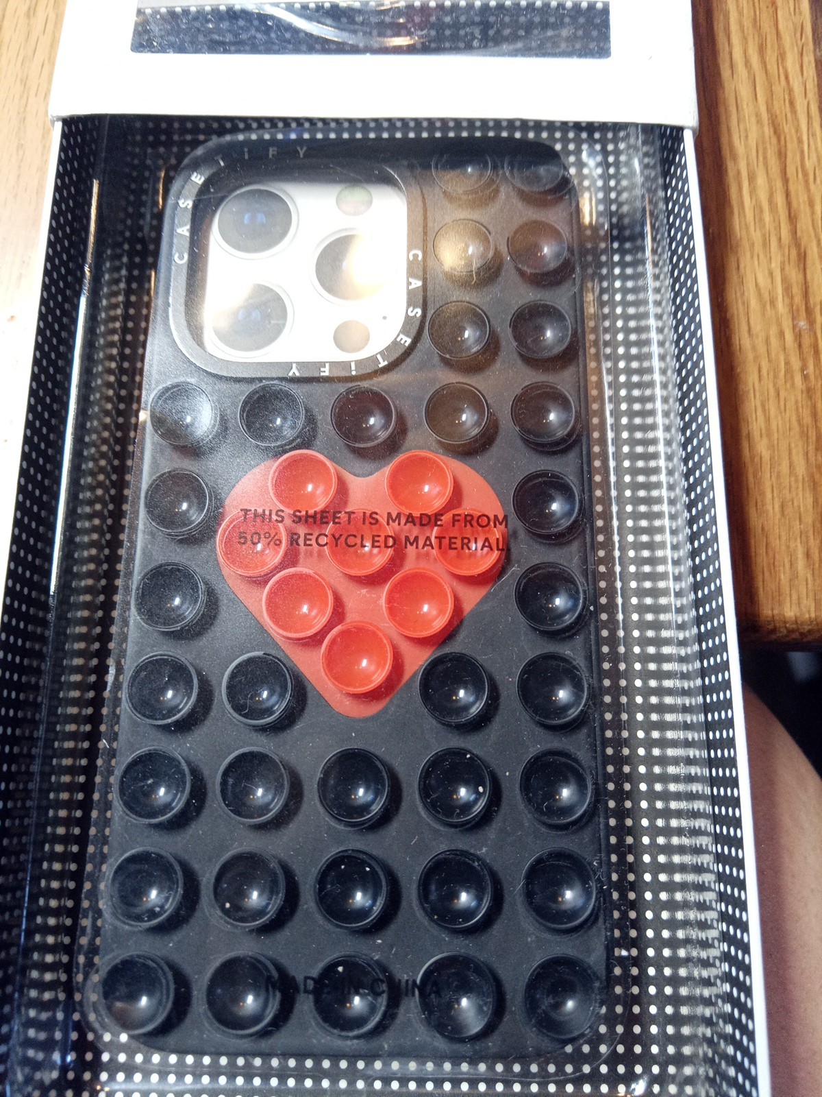 Casetify Stick It Suction Cup Case for iPhone 15 Pro in Black Heart Design-image