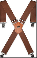 WELKINLAND 2Inch-Wide Work Suspender, Brown-Elastic Suspenders for Pants, Heavy-