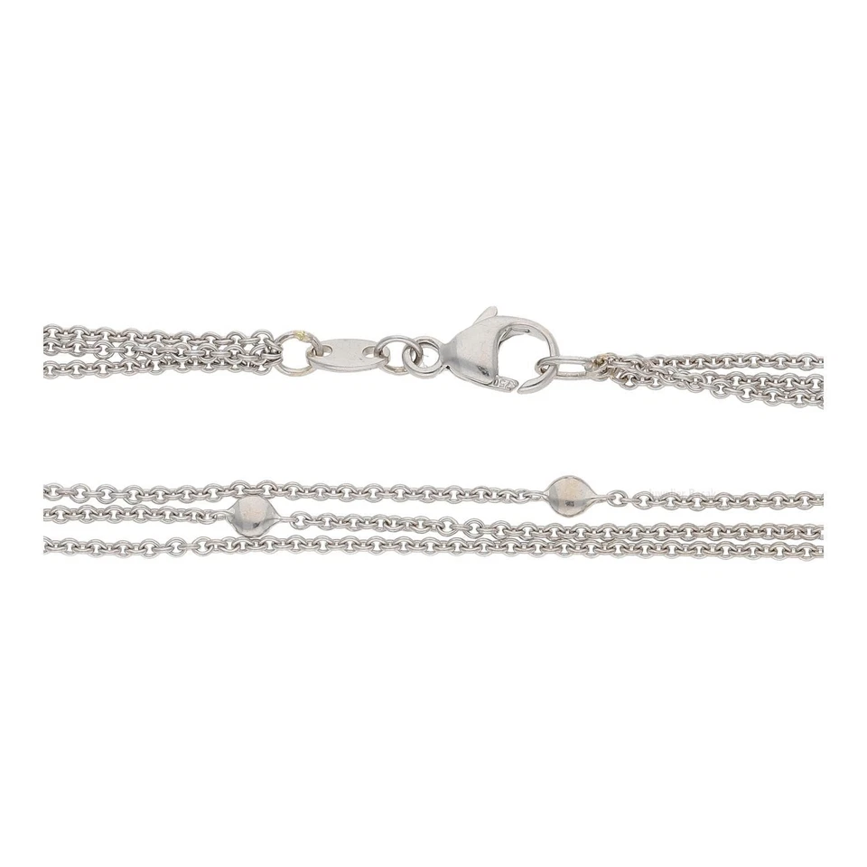 Mehrreihige Halskette aus 750/000 Weißgold aus zweiter Hand, getragen 38 cm - Bild 2 von 3