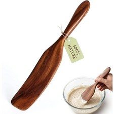 Wooden Spurtle for Sourdough Starter, Reaching edge of Pan, Dough Whisk,