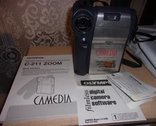 Olympus CAMEDIA C-211 Zoom 2.1MP Digital Camera - Black & Metallic silver
