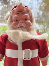 Vtg Rubber Face Santa Claus Made In Hong Kong Doll Beard Red Suit Christmas