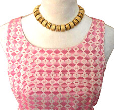 Michael Kors Women's -4 Dress Pink Cream Diamond Design Lined Fit & Flare