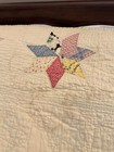 Vintage Signed Cotton & Feedsack Lone Star Starburst Quilt 88 X 68" Hand Sewn — photo 10