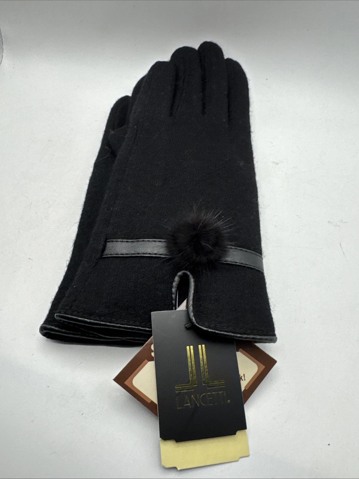 Womens Smart Touch Black Gloves One Size LANCETTI Pretty Beautiful Soft New Sexy