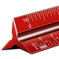 Architectural Scale Ruler, 12'' Imperial Architect Scale, Aluminum Engineer Scal