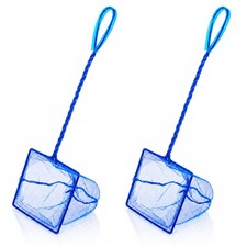 2 Pcs Aquarium Net Fine Mesh Fish Tank Net with 10 Inch Long Handle, Soft Mesh
