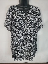 East 5th Button Up Shirt Women’s Size 3X Sheer Flowy Short Sleeve Tunic