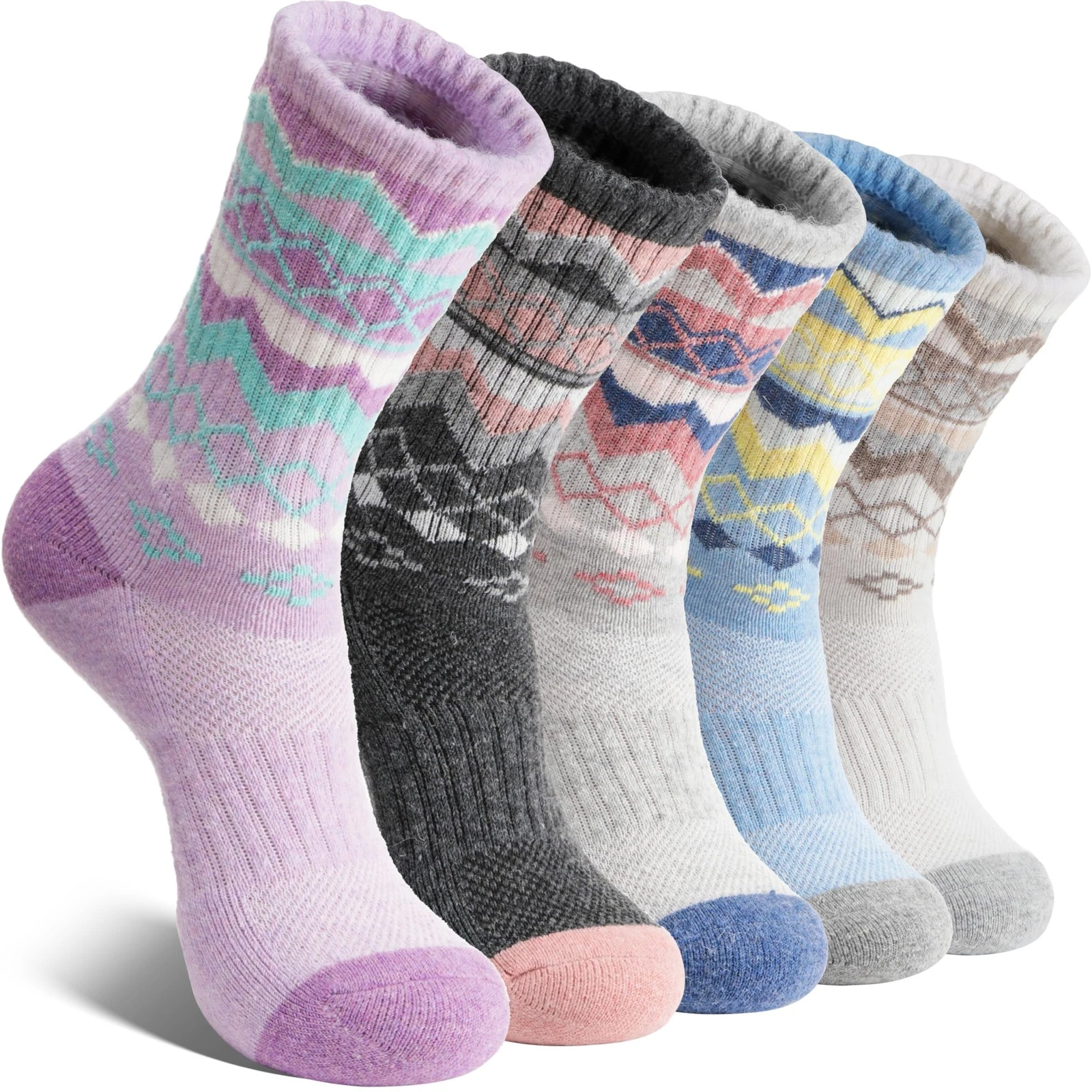 Womens Merino Wool Hiking Socks Thermal Warm Winter Nordic Cushion Crew Work ...