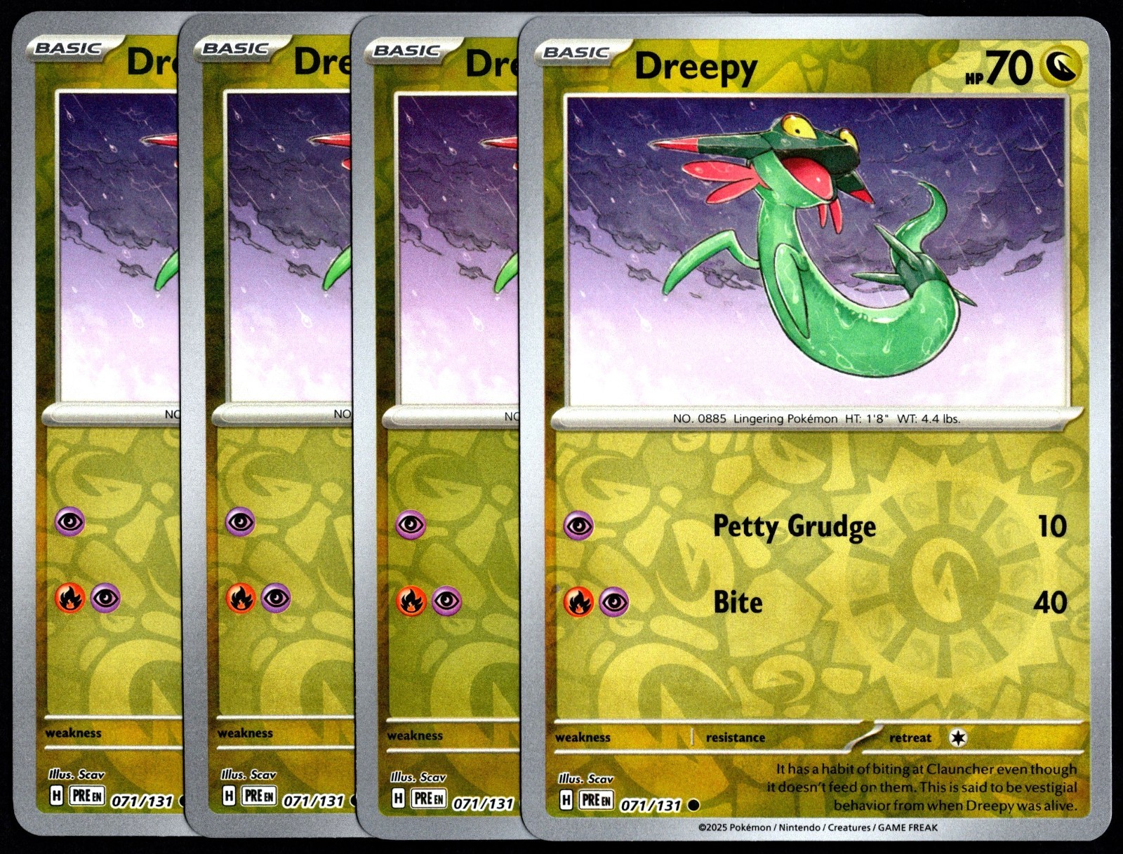 Pokemon TCG 4x Dreepy 071/131 Prismatic Evolutions Reverse Holo Playset - NM/LP