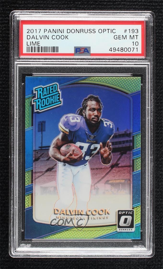 2017 Donruss Optic Rated Rookie Lime Green Prizm Dalvin Cook PSA 10 GEM MT 02au