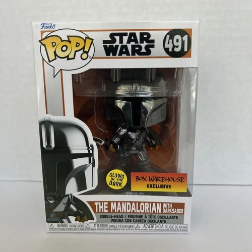 Funko Pop Star Wars The Mandalorian Dark Saber Glows GITD #491 Exclusive Figure