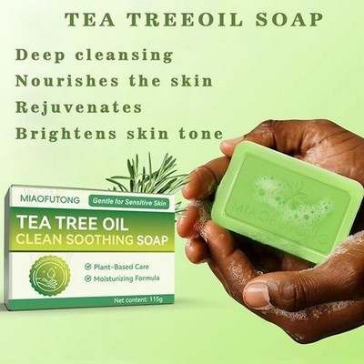 Miaofutong Tea Tree Oil Soap Deep Pore Cleansing Skin Nourishing 115g