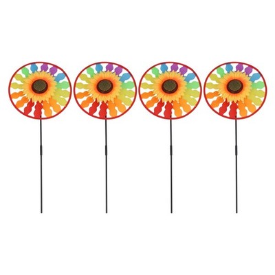 4x Rainbow Sunflower Pinwheel Lawn Spinner Windmill Ornament Garden Yard Decor