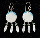 Navajo Turquoise Shell Dangle Earrings By Louise Pete — photo 1
