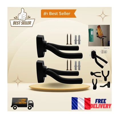 Lot de 2 Supports Muraux Amovibles pour Instruments de Musique | Tioamy - Photo 1/4