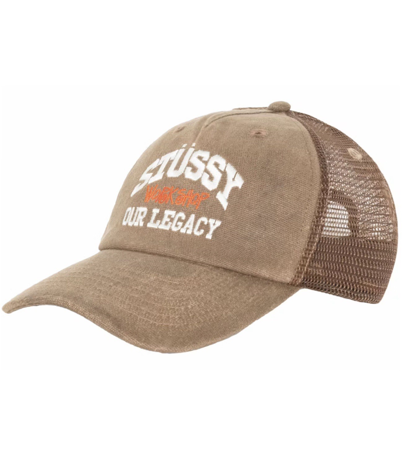 Stussy x Our Legacy Work Shop Low Profile Trucker Cap Brown 331247 Brand New image 2