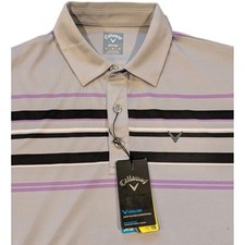 NEW Callaway Opti Dri Men's Medium Performance Polo Golf Shirt Gray Striped