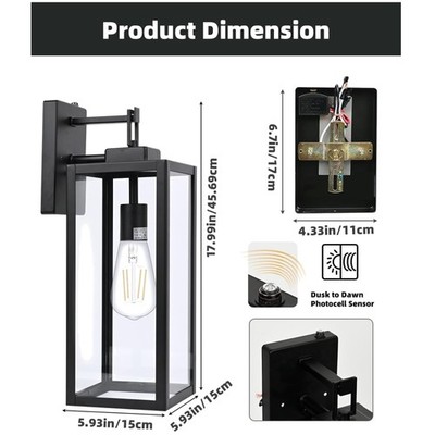Contemporary Dusk to Dawn Outdoor Lights - 18 Inch 2-Pack