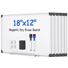 6PCS Magnetic White Board Kit for Wall 18" x12", 6 Dry Eraser  12 Multicolor...